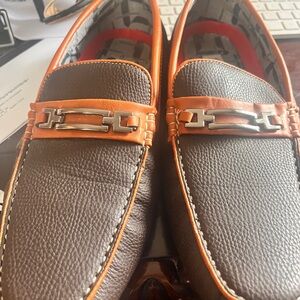 Stylish Brown and Orange Leather Loafers